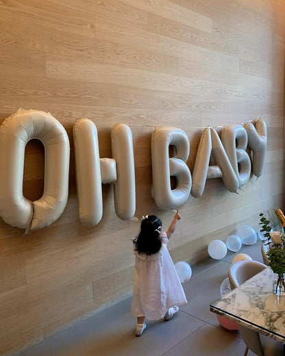 Cream BABY Balloons, 40 Inch Letter Baby Balloon Banner Beige - Image 5