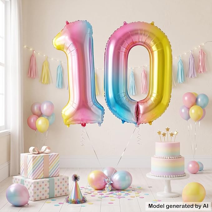 40 Inch Rainbow Foil Number 10 Balloon - Image 3