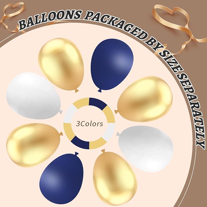 412Pcs Navy Blue and Gold Balloons Arch Garland Kit, 5 10 12 18 inch gold and - Image 4