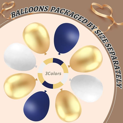 412Pcs Navy Blue and Gold Balloons Arch Garland Kit, 5 10 12 18 inch gold and - Image 4