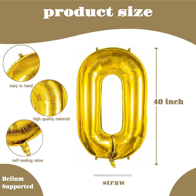 10PCS 40 Inch Large Foil Number Balloons 0-9 Set - Image 2