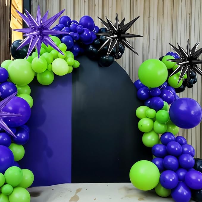 Purple Green Black Balloons, 12 Inch Fruit Green Dark Purple Black Balloons - Image 5