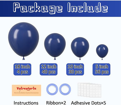 Voircoloria 130pcs Navy Blue Balloons Garland Arch Kit, 18 12 10 5 Inch | - Image 2