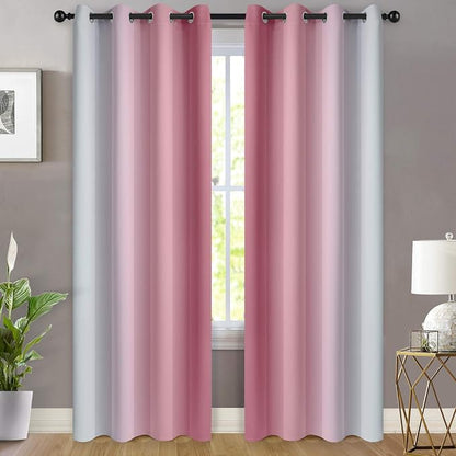 Yakamok Ombre Curtains Pink and Greyish White - Image 2