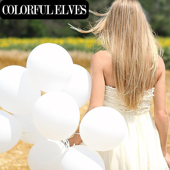 White 12 Inch 100 Pcs Latex Chrome Balloons Helium Thicken Balloons Party - Image 4