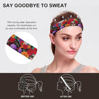 Headbands Men & Women Mexican Rose Sugar Skull Floral Women Day of The Dead Art Sweat Bands for Tennis, Basketball, Running, Gym, Working