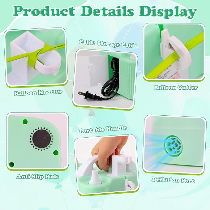 Electric Balloon Pump 4-in-1 Air Pump Portable Electric Balloon Blower Machine - Image 3