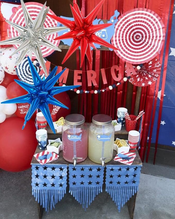 9PCS Blue Red White Explosion Balloons - Image 4