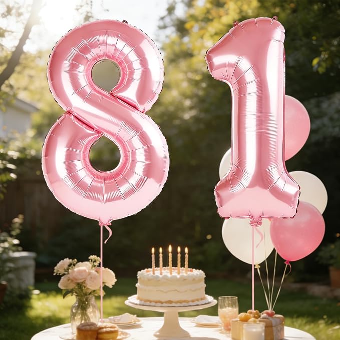 40 Inch Number 81 Balloons for 81st Birthday Party Decorations, 0-100 Jewelry - Image 3