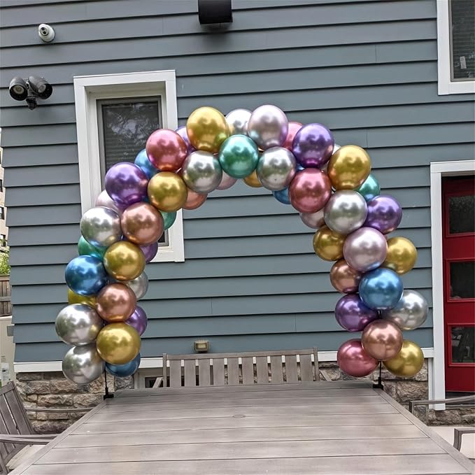 Metallic Balloons, 12 Inch Rainbow Chrome Balloons - Image 4
