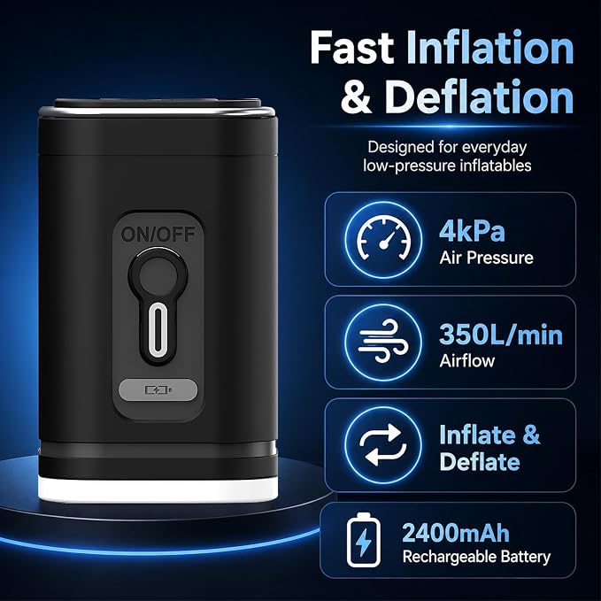 TeSabMi Mini Electric Air Pump for Inflatables, Rechargeable Portable Pump | - Image 2