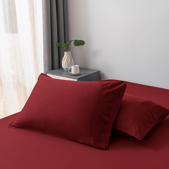 Bella Coterie | Luxury King Size Pillowcase Set | 100% Organically Grown Bamboo Viscose | Ultra Soft | Cooling | 2 Pcs [Merlot]
