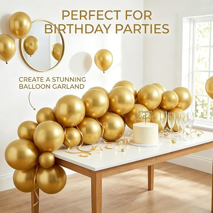 40pcs Metallic Gold Balloons 12 Inch, Shiny Chrome Gold Balloons | Balloons - Image 6
