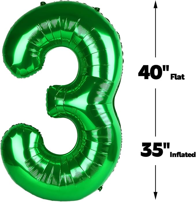 Green Number 3 Balloon 40 inch, Balloon numbers party supplies, deco photo shoot - Image 2