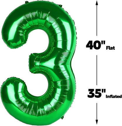 Green Number 3 Balloon 40 inch, Balloon numbers party supplies, deco photo shoot - Image 2