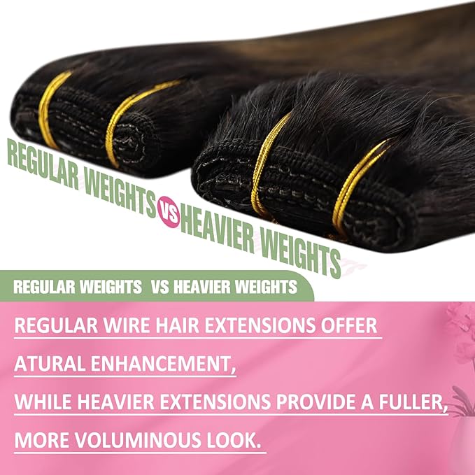 YoungSee 120G Human Hair Wire Extensions Balayage Invisible Wire Hair Extensions Darkest Brown Balayage Medium Brown Fish Line Extensions Hair Easy to Use 18Inch