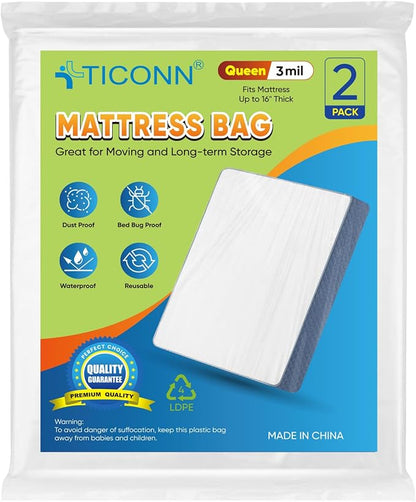 TICONN 2PK Plastic Mattress Bag by TICONN