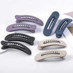 8 Pcs Large Lay Flat Claw Clips for Women French Side Slide Barrettes for Thin Fine Hair Rectangle Alligator Hair Accessories,Matte Khaki Purple Blue Black