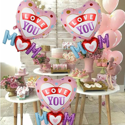 Love You Mom Balloons Mother's Day Balloons Mom Heart Foil Balloon - Image 4