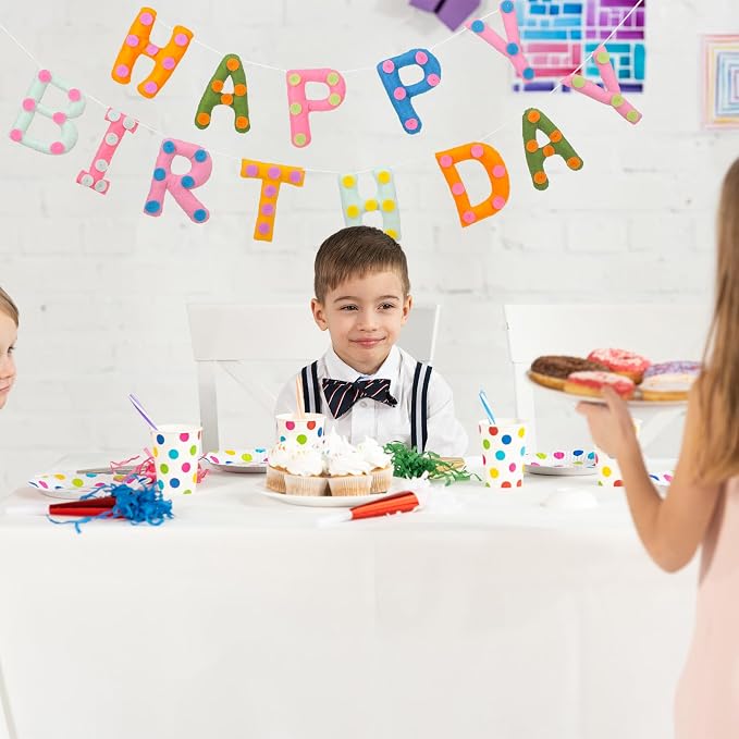 Felt Happy Birthday Garland Rainbow Banner Reusable Happy Birthday Sign Party - Image 6