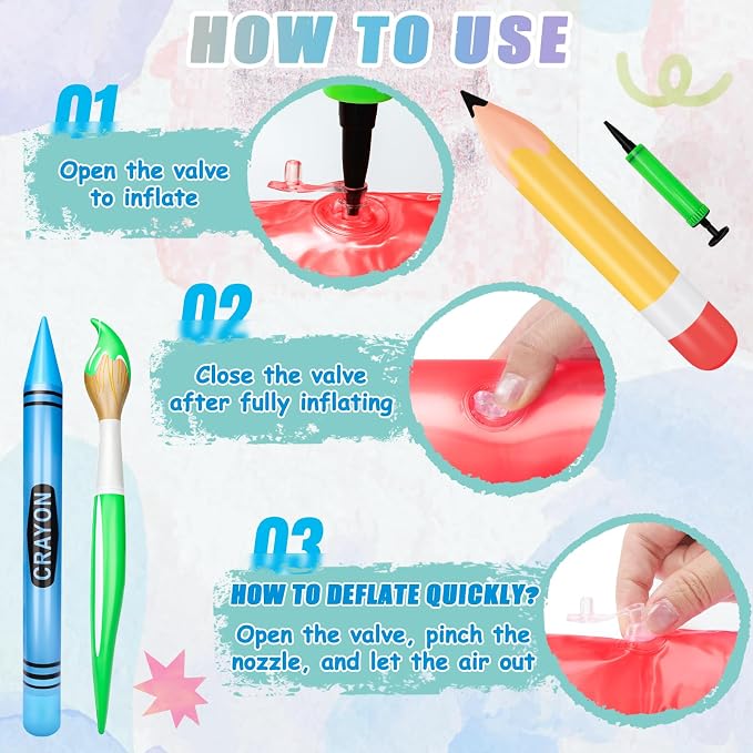 16 Pcs Large Inflatable Pencil Balloons Set Jumbo Inflatable Crayons Giant - Image 5