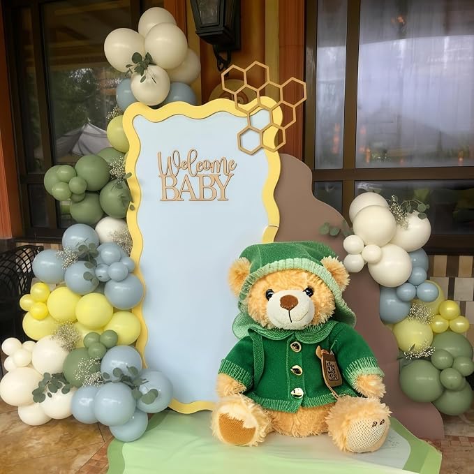 Blue and Green Balloons Sage Green Dusty Blue Yellow White Sand Balloons | - Image 7