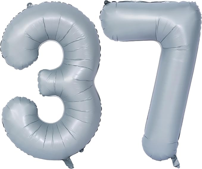 40 In Matte gray Number Balloon Helium Foil Mylar Birthday Balloon Digit 37 | by Exquisitehighqualitypartydecorationstomeetyoureveryneed%EF%BC%81
