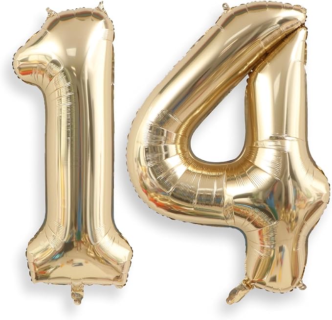 AULE 40 Inch Light Gold 14 Balloon Number Foil 0-9 Birthday Big Numbers | by AULE