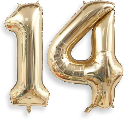 AULE 40 Inch Light Gold 14 Balloon Number Foil 0-9 Birthday Big Numbers | by AULE