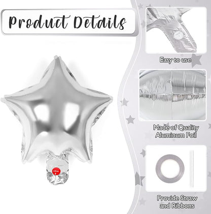 50 Pcs Star Balloons, 10 Inch Star Foil Balloons, Stars Shaped Balloon Mylar - Image 5