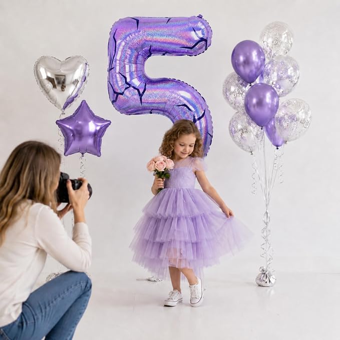 40 Inch Purple Kpop Number 5 Balloon - Image 5