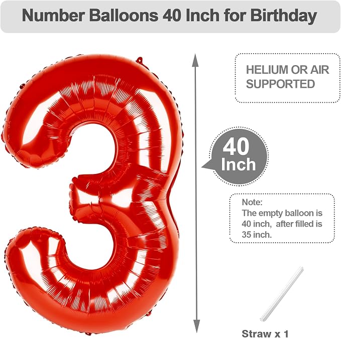Number Balloons 40 Inch Red 2 Balloon - Image 5