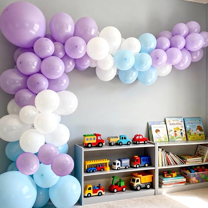 RUBFAC Pastel Purple Balloons Different Sizes Lavender Balloon 154pcs | Purple - Image 6