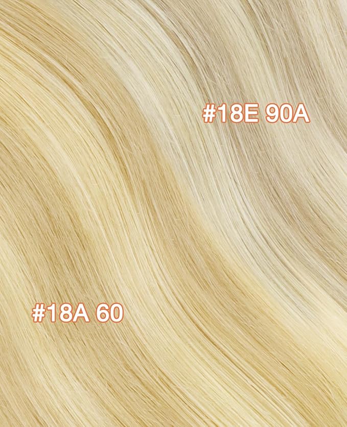 GOO GOO Invisi Edge Tape in Hair Extensions Human Hair, 18AT60A Pearl Ash Blonde Highlights10pcs injected with 10pcs classical tape ins, 18inch 50g, Virgin Remy Hair, Natural Look