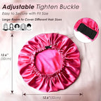 YANIBEST Adjustable Satin Bonnet Double Layer Hair Bonnet for Sleeping Bonnets for Women Hats Curly Natural Hair, Hot Pink