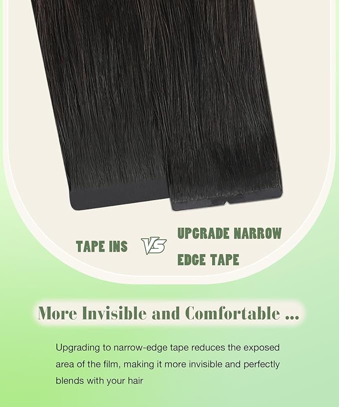 SURNEL Tape in Hair Extensions Ombre Color 1B Off Black Fading To 4 Middle Brown Real Remy Tape in Hair Extensions Human Hair 20pcs 50g 14 inch(#1BT4-14)