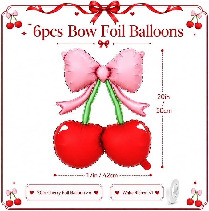 6pcs Cheery Bow Foil Balloons - Image 2