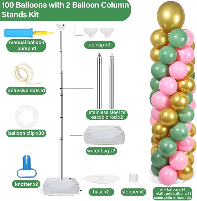 2 Sets Adjustable Balloon Column Stand Kit - Image 2