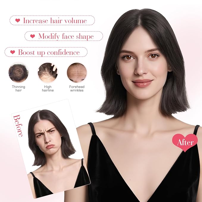 Hairro Human Hair Toppers For Women Wispy Thin Short Wiglet Hairpieces Natural No Bang Middle Part Side Bangs Hair Clip 11 Inches 14.5g #04 Medium Brown
