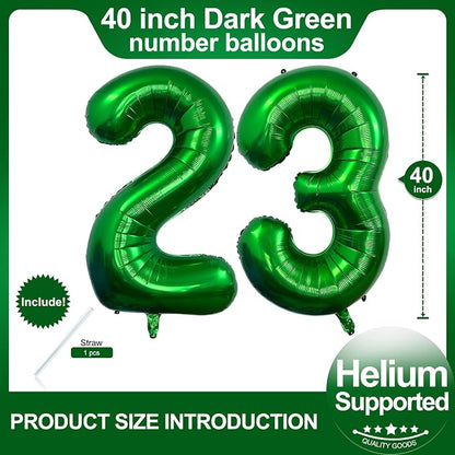 Number 23 Dark Green Balloons 40 Inch Giant Green 23 32 Numer Foil Helium - Image 2