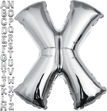 40 inch Silver Letter X Balloon, Big Size Alphabet Foil Mylar Helium Balloons by VHUWE