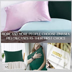 ZIMASILK 100% Pure Mulberry Silk Pillowcase for Hair and Skin Health,Soft and Smooth,Both Sides Premium Grade 6A Silk,600 Thread Count,with Hidden Zipper,1pc(Standard 20''x26'',Blackish Green)