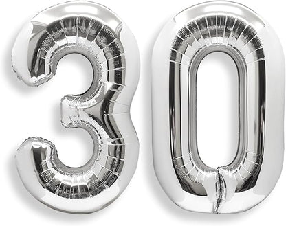 AULE 40 Inch Silver 30 Balloon Number Foil 0-9 Birthday Big Numbers | Birthday by AULE
