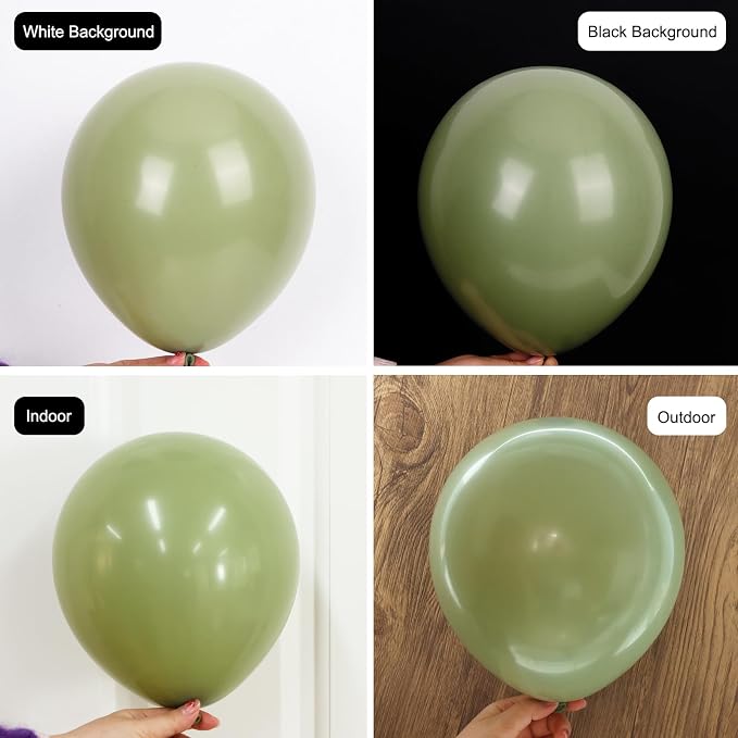 RUBFAC Sage Green Balloons 129pcs Different Sizes 18 12 10 5 Inch, Olive Green - Image 3