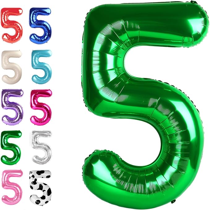 Green Number 5 Balloon 40 inch, Balloon numbers party supplies, deco photo shoot by Upgesy