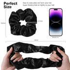 2PCS Black Extra Large Satin Scrunchies for Women Thick Hair - No Damage Hair Ties 6.3Inches Big Hair Scrunchy Oversized Thick Elastic Hair Bands Ponytail Holders Jumbo Scrunchies (Black*2)