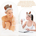 Jowmoy Headband, Face Wash Headband, Cute Antlers Design, Made of Elastic Microfiber, for Women Makeup Shower Spa, 1 Count