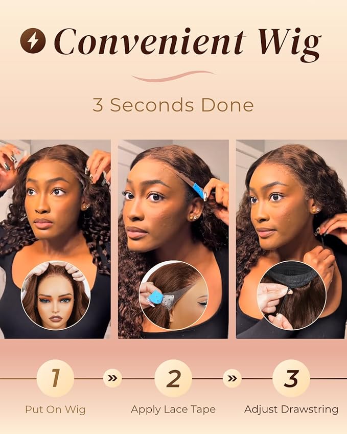 Arabella Chocolate Brown Lace Front Wigs Human Hair 13x6 Deep Wave Lace Front Wigs Human Hair Colored Deep Curly HD Lace Frontal Wigs for Women Pre Plucked with Natural Hairline 30 Inch