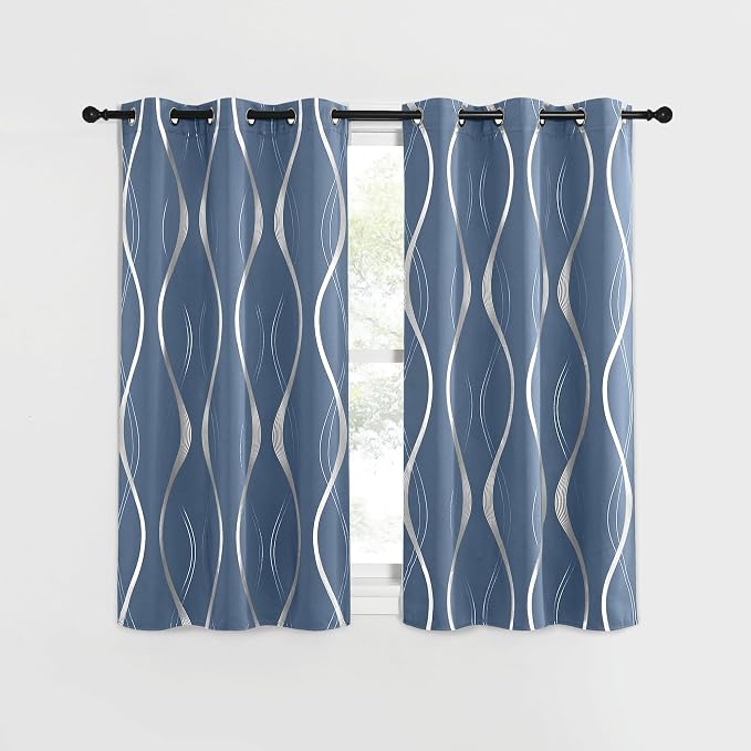 NICETOWN Stone Blue Blackout Curtains 54 inch Long Small Panels, 42 Inch Wide - Image 2