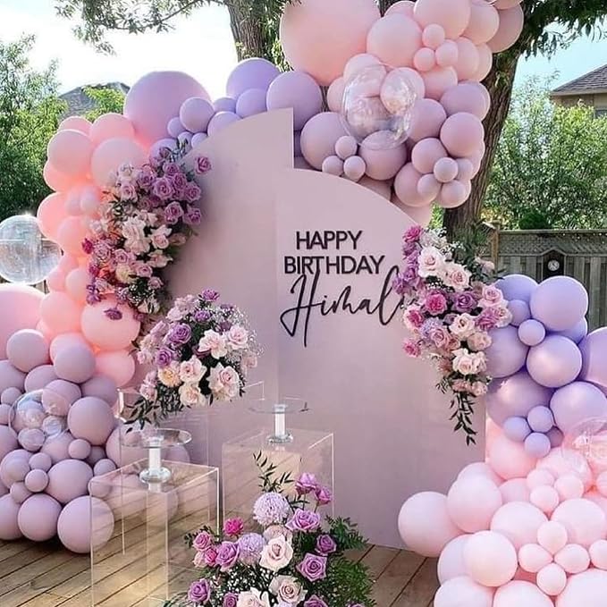 Pink Purple Balloons Set, 12Inch Metallic Purple Pink Latex Balloons - Image 6